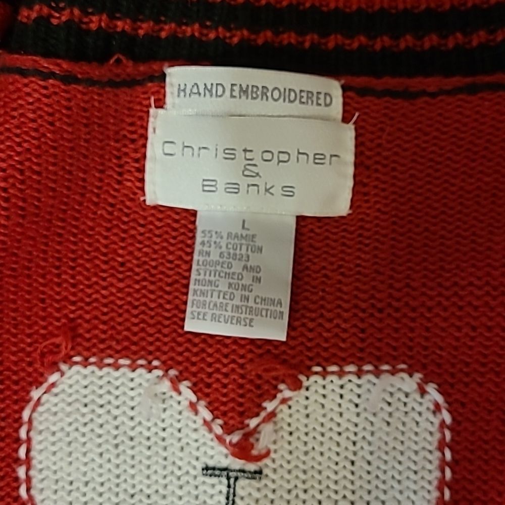 Christofer & Banks Vintage Nebraska Cornhusker Football Knit Cardigan Sweater L - Picture 5 of 5